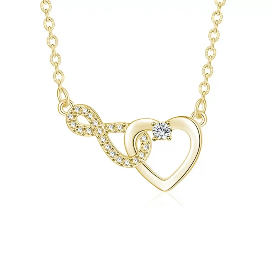 

European & American Bestseller S925 Sterling Silver Necklace with Infinite Heart-Shaped Pendant Heart-to-Heart Luxury Silver Jew