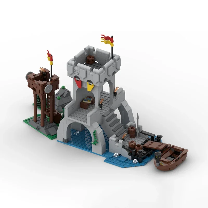 Il modello Medievale del Castello del Cavaliere Leone del giocattolo da costruzione MOC è un regalo di Natale per tutti gli appassionati di architettura