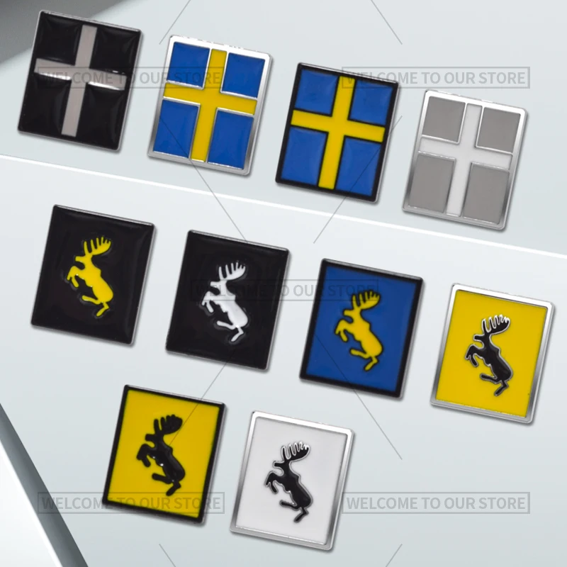 3D Car Styling R Design Sweden Flag Prancing Deer Emblem Badge Metal Steering Wheel Stickers Interior Decals For XC40 EX30 XC60 view 3