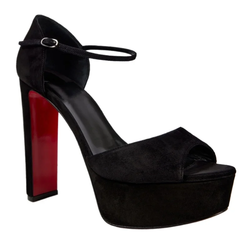 

High QualityEuropean and American High-heeled and Thick Soled Fashionrunway Sandalsfor Women, Silk Fish Mouth Buckle Strap Shoes