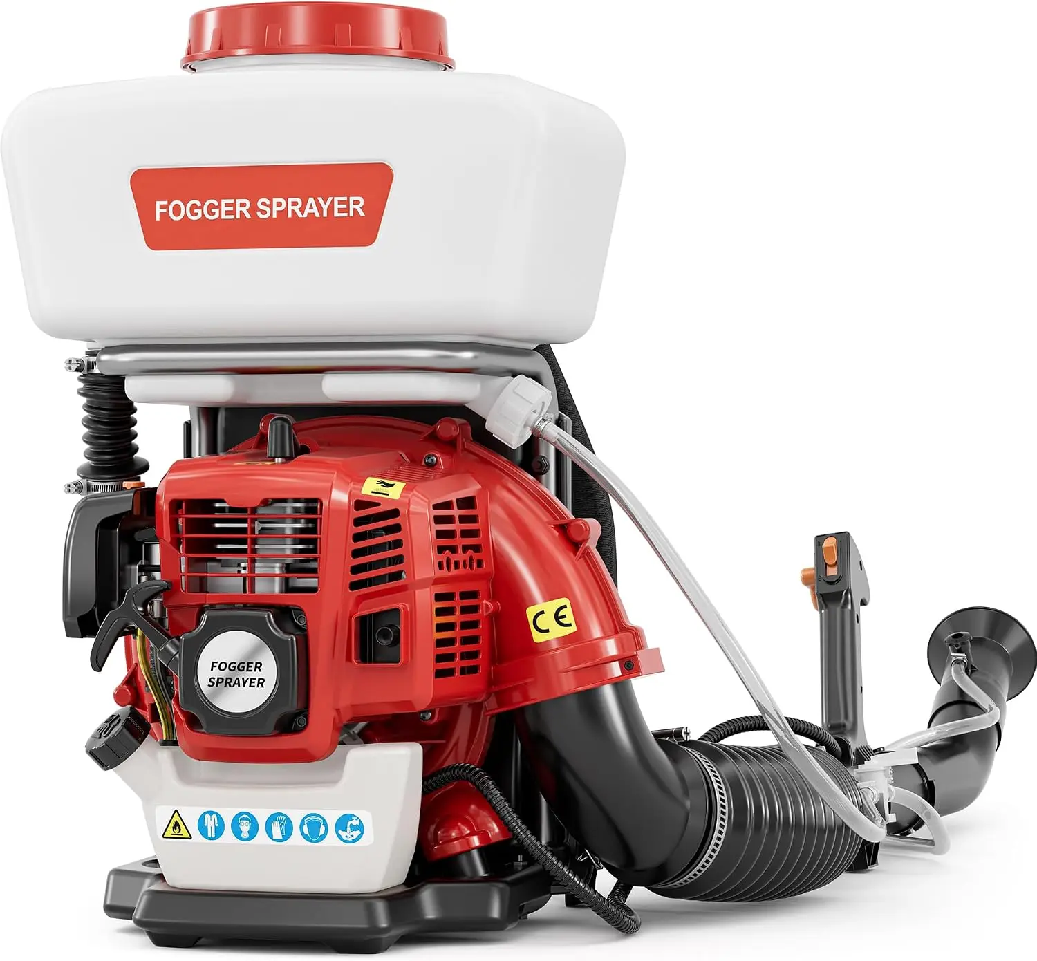 Gas Backpack Sprayer 52CC 2 In 1 37 Gal Backpack Fogger Mist Blower High Velocity 205 MPH Leaf Blower Yard Orchard Care Red