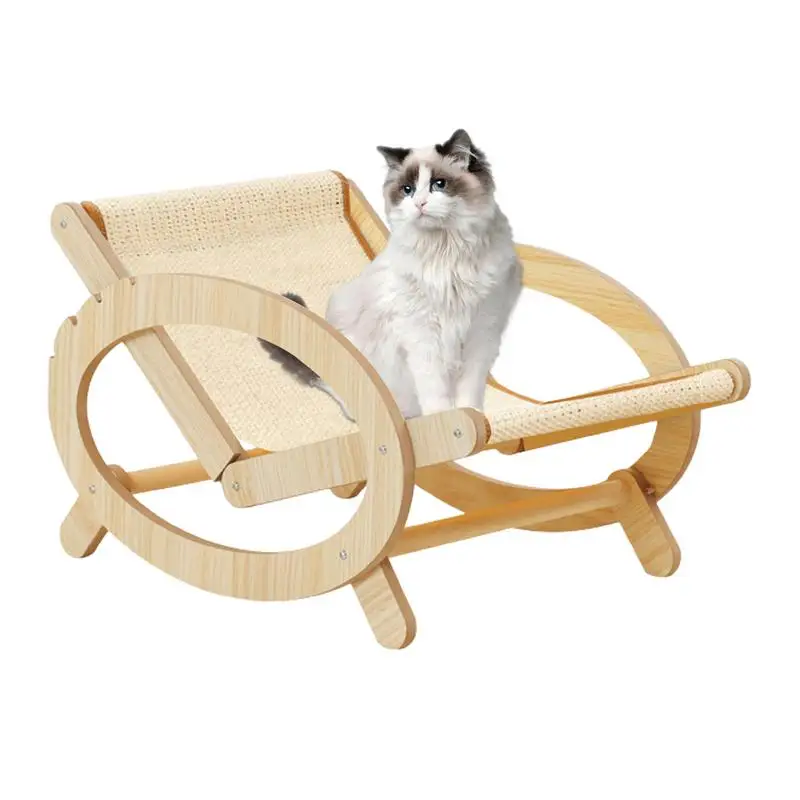 

Elevated Pet Bed Chair Cat Sleeping Climbing Frame Chair Adjustable Scratch Bed With Canvas Cover Scratch-Resistant For Rabbits