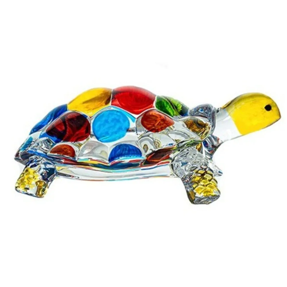 

Crystal Glass Turtle Ornament Clear Painted Turtle Figurine Decoration Lucky Gift Fengshui Miniatures Tortoise Statue Craft