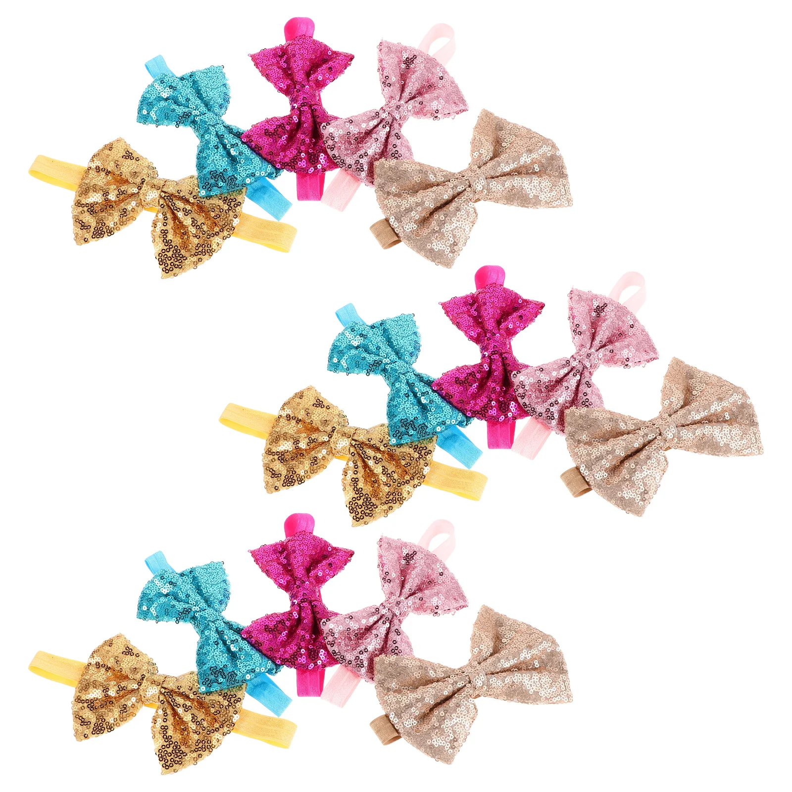 

15 Pcs Girl Headbands Sequin Photo Bows Elastic Hair Accessories for Toddler Newborn Photo Props Soft Material