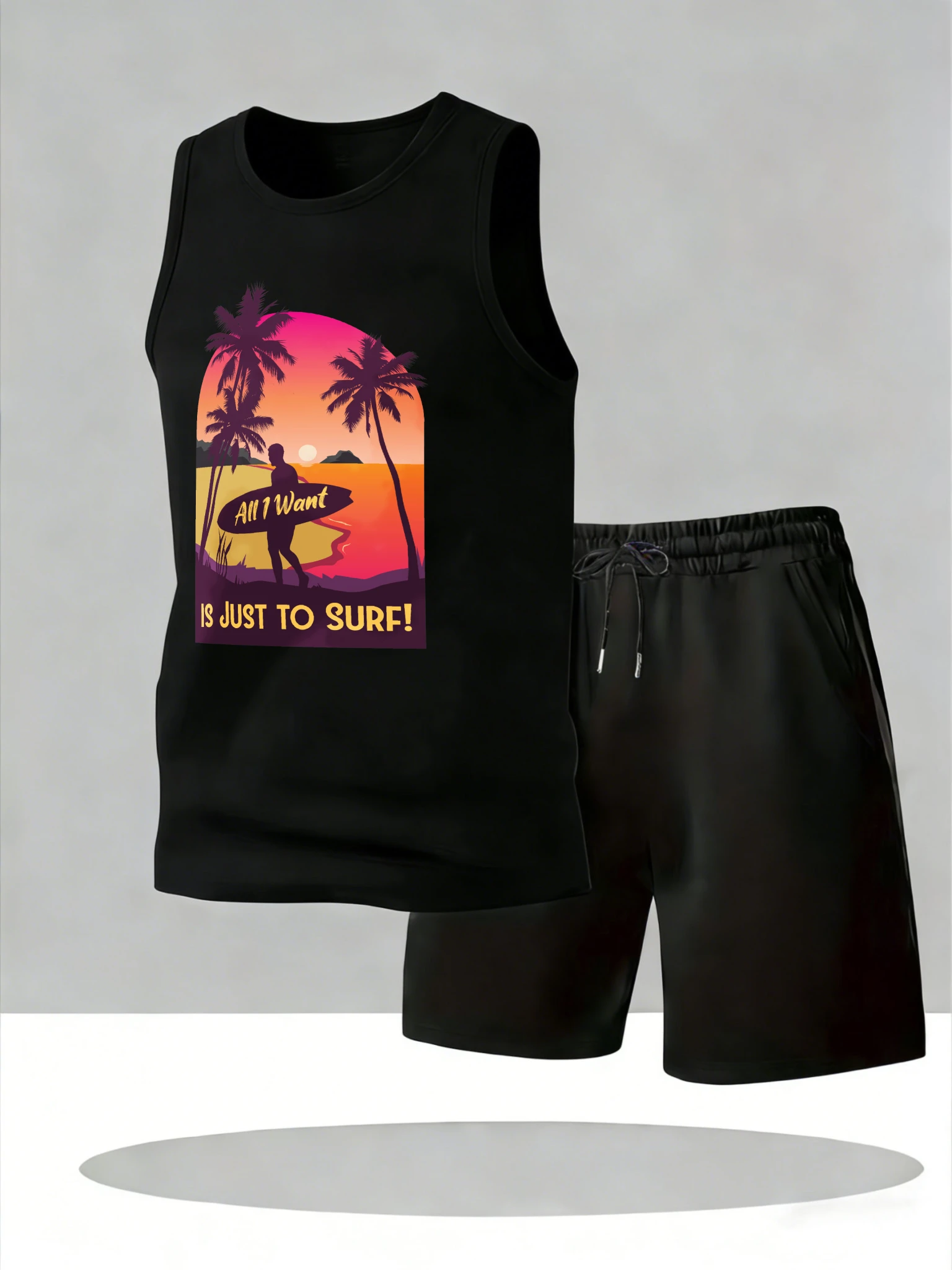 

Men's Tank Top Sets 2026 Summer Quick drying jogging set crewneck Breathable beach sports oversize running Y2k tracksuits