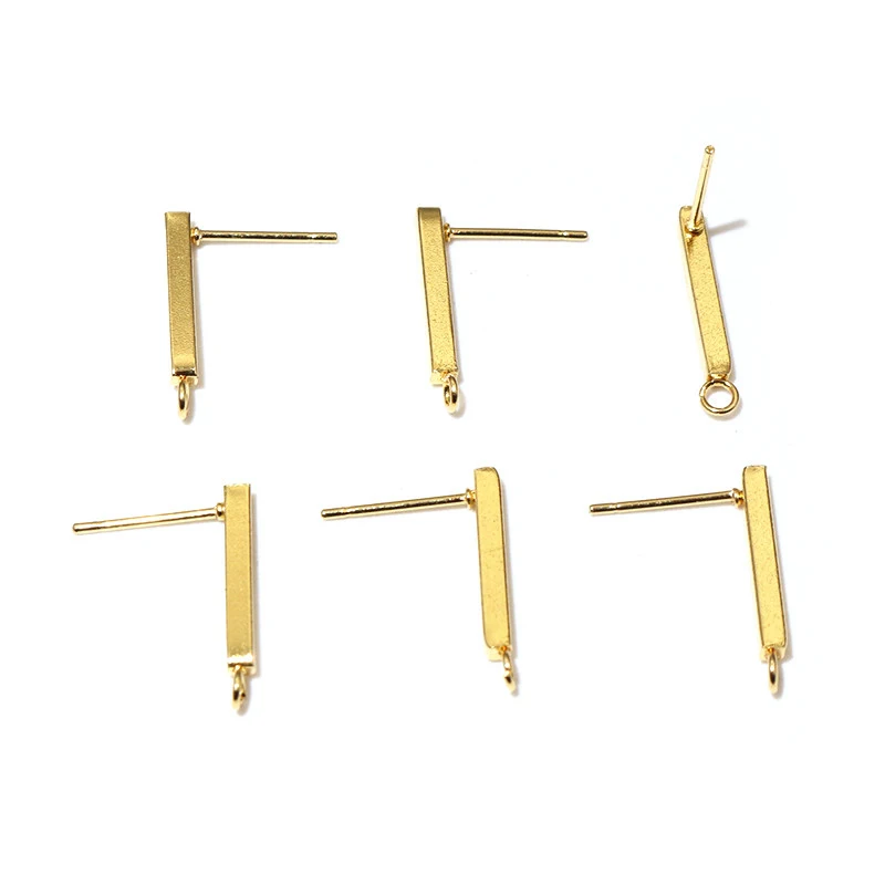 20pcs 10mm 15mm Stainless Steel Earring Hooks Bar Tube Stud Earrings Ear Wires Connector DIY Jewelry Making Findings Supplies