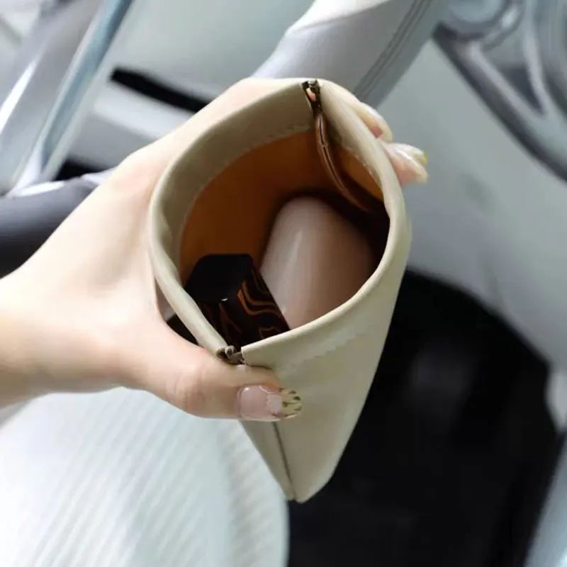 Mini Pocket Cosmetic Bag PU Leather Makeup Bag Portable Square Travel Squeeze Top Make Up Bags for Lipstick Card Coin