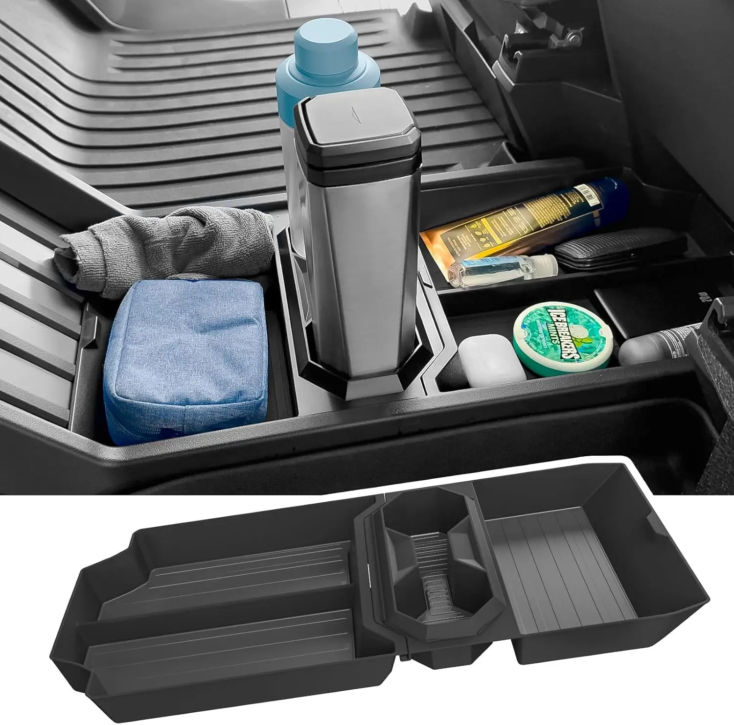 

Для Tesla Cybertruck 2024 2025, нижний ящик для хранения центральной консоли, аксессуары для салона автомобиля, лоток для уборки, органайзер, чехол для уборки 10