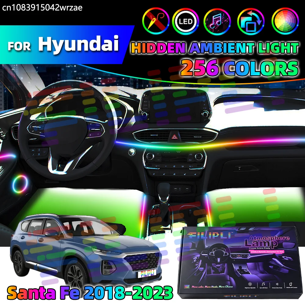 

Ambient LED For Hyundai Santa Fe 2018-2023 Years Car Acrylic Lights Auto Interior Colorful Atmosphere Lights Strip APP Control