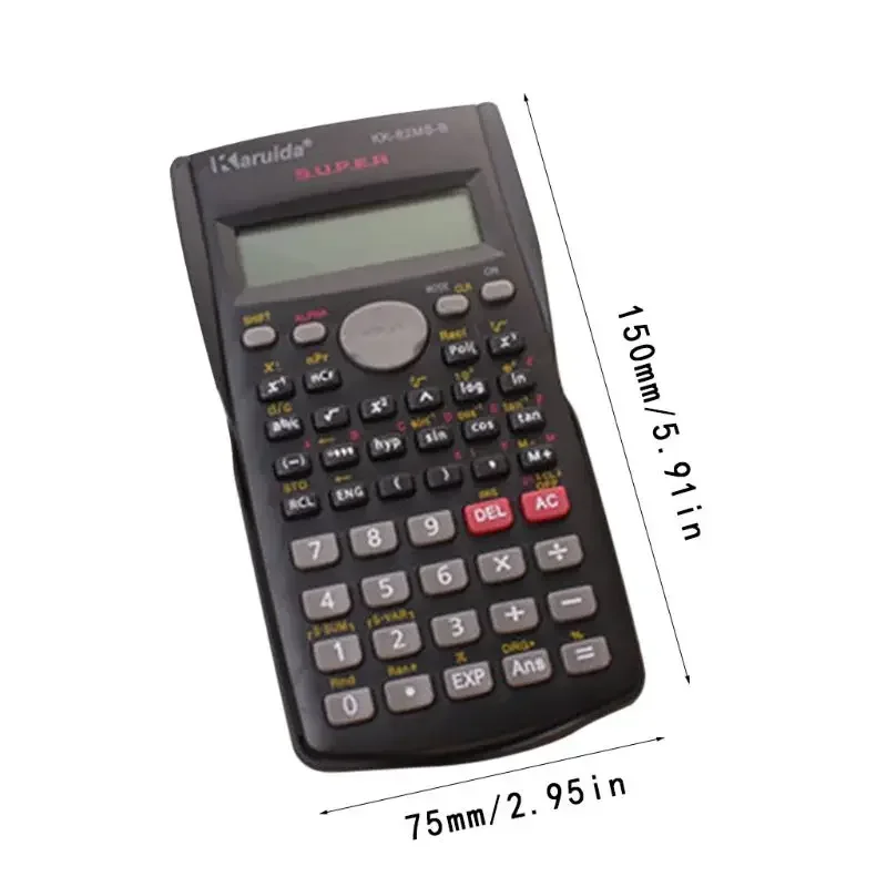 Calculadora dedicada para ensino de matemática, portátil, calculadora científica, estudante, display de 2 linhas, portátil, multifuncional