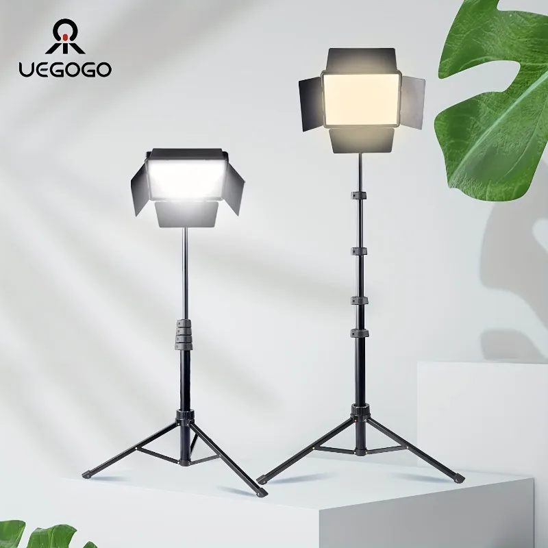 

UEGOGO Photography Lights 10 Inch LED Fill Light with 160cm Adjustable Tripod 3 Colors Lighting for Video Recording Selfie Live