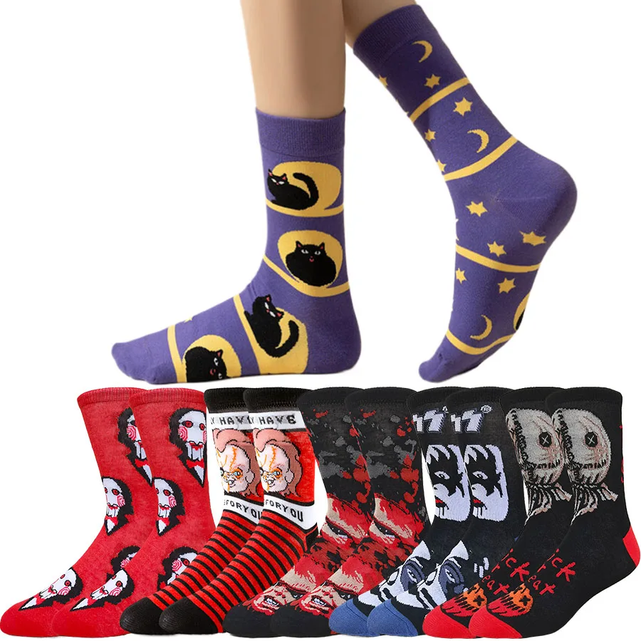الرجال النساء الهيب هوب الشارع نمط الجوارب الكرتون أنيمي عيد الميلاد هالوين يطبع الجدة مضحك عارضة طاقم الجوارب #1