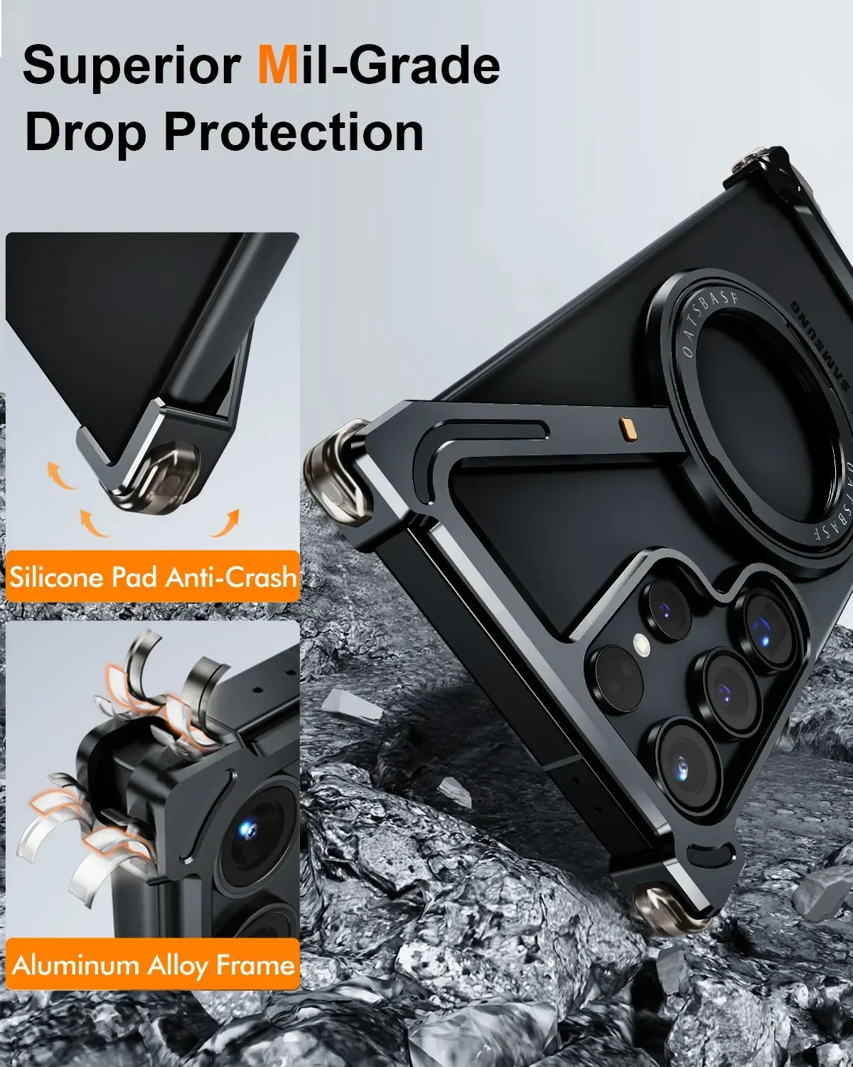 Eary Z Shape Case with Kickstand, Compatible with MagSafe Magnetic Case for Samsung Galaxy S24 +, Ultra