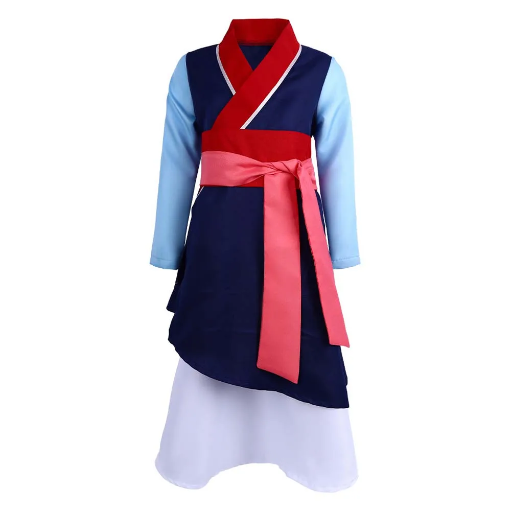 Kid Girl Halloween Party Outfit Chinese Heroine Dress Up Mulan Costume