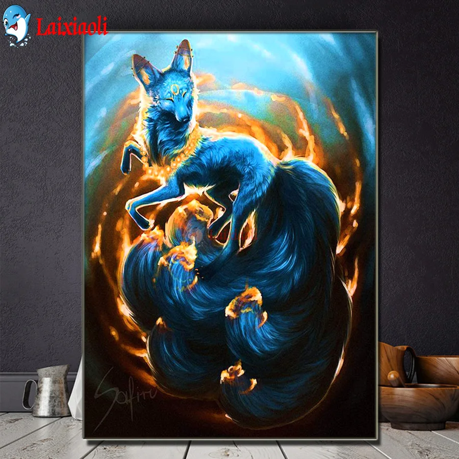 

Nine tailed fox DIY 5D Diamond Painting Kits for Adults,fantasy animal Diamond Art Kids Full Drill Diamond Craft Home Wall Decor