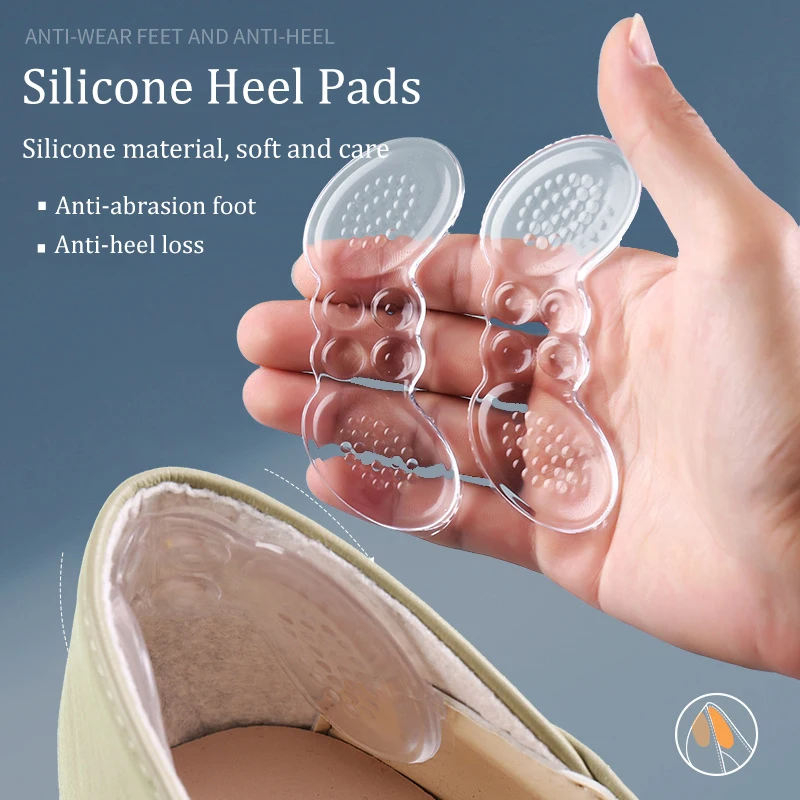 Silicone Heel Pads Women High Heels Gel Insoles Pain Relief Foot Care Insert Adjust Size Protector Sticker Cushion Shoe Accessor