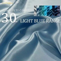 HYSK 100 pure charmeuse satin fabric silk 30mm blue sky range luxury dyeing 120 multi color silk texture natural cloth for robe