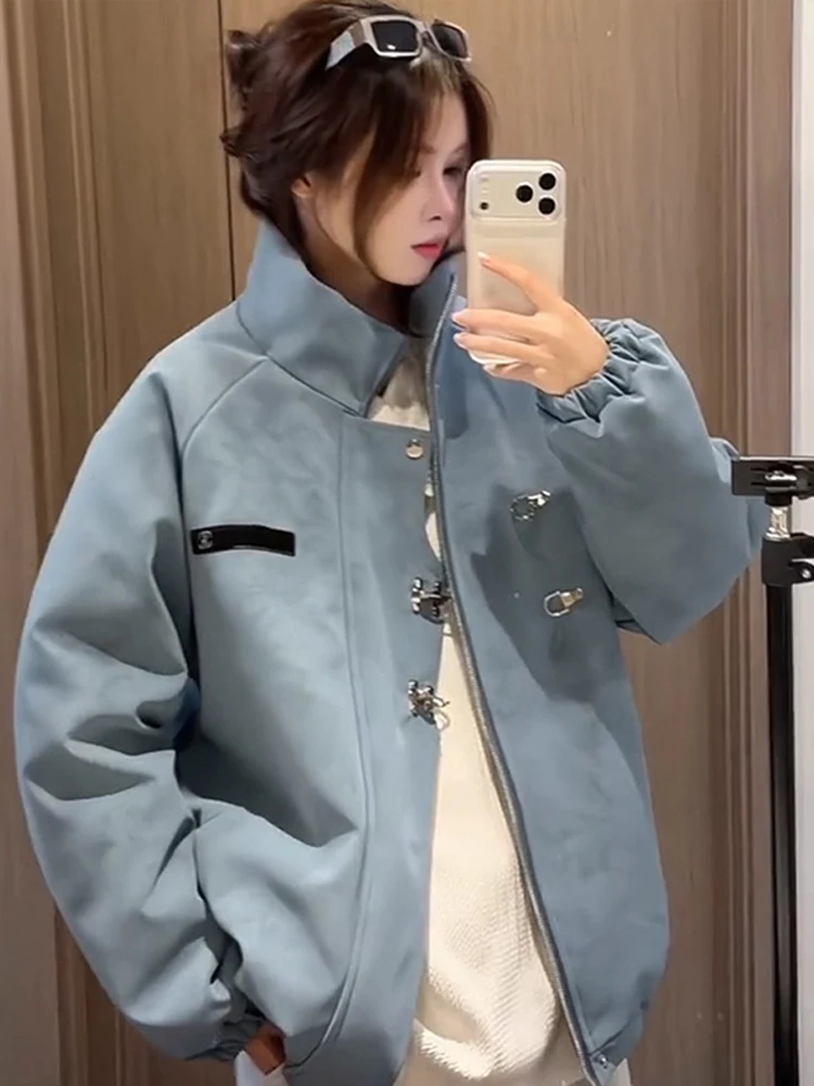 جديد الصينية Sle ماتي الأزرق مصبوغ بولي Leather الجلود Thiened القطن الرجال الشتاء خمر Sle Jaet ملابس خارجية دافئة الشباب Faion #5