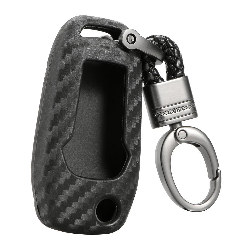 

2 3 Button Car Key Case Cover for Ford Everest Explorer Edge Focus Kuga Carbon Fiber Patten Soft Silicone
