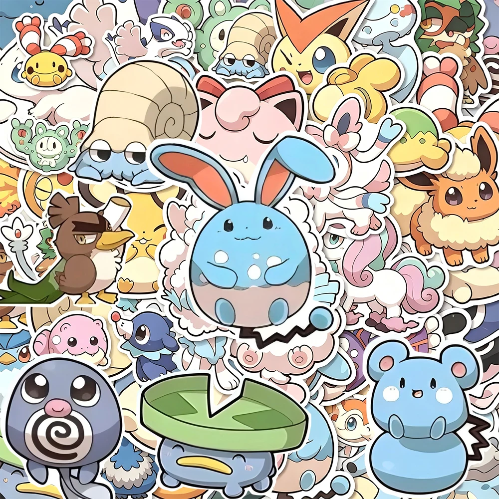 10/30/50/93pcs Cute Pokemon Anime Stickers Kawaii Pikachu Cartoon Decals Toys Waterproof DIY Skateboard Phone Case Stationery
