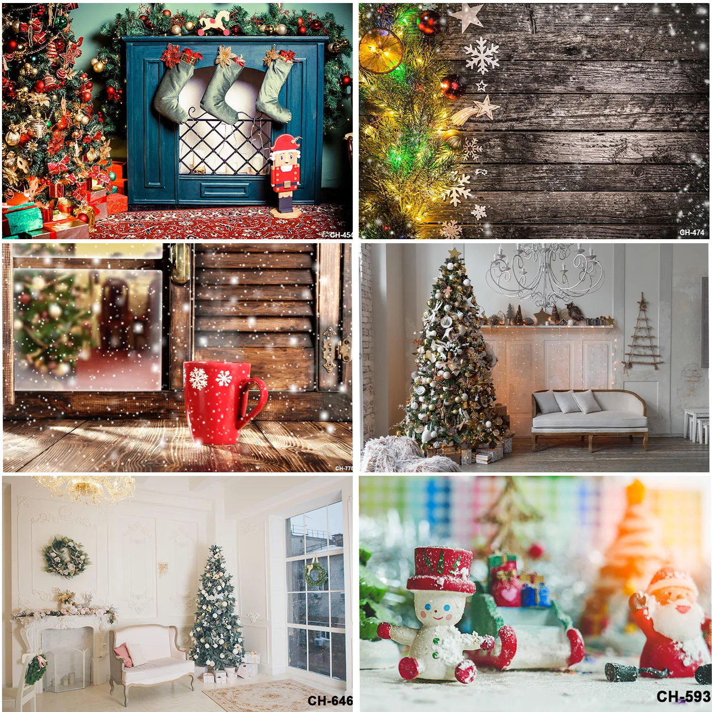 

Christmas Backgrounds For New Year Interior Decoration Xmas Trees Snowman Stocking Fireplace Snowflake Backdrops Banner Props