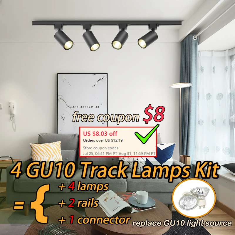 smart home track light kit lampada spotlights iluminacao rail regulavel cozinha spot light teto home decor luminaria gu10 01