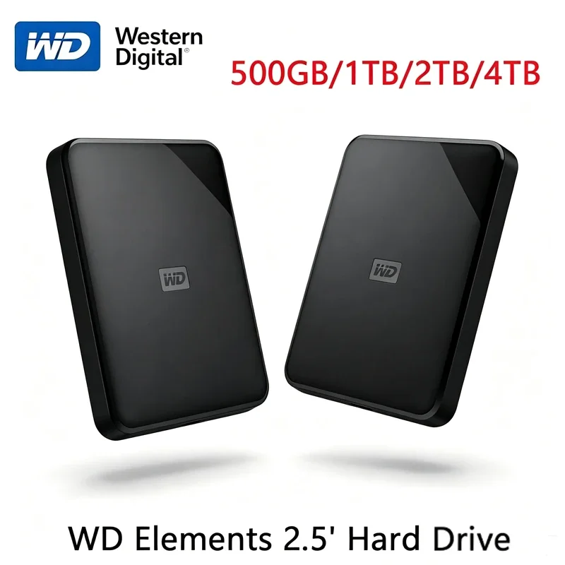 WD Elements USB3.0 External Hard Disk 2.5 Inch Portable HDD 1TB 2TB 4TB 5TB Western Digital Storage Drive For PC Laptop Backup