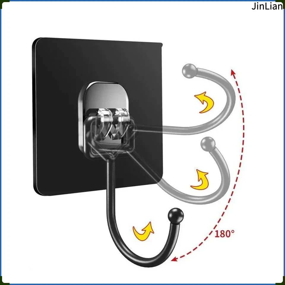 1 To 12 Pcs Versatile Rotating Adhesive Hooks for Walls Doors and Cabinets – Waterproof Durable Carbon Steel Hanging Organizers