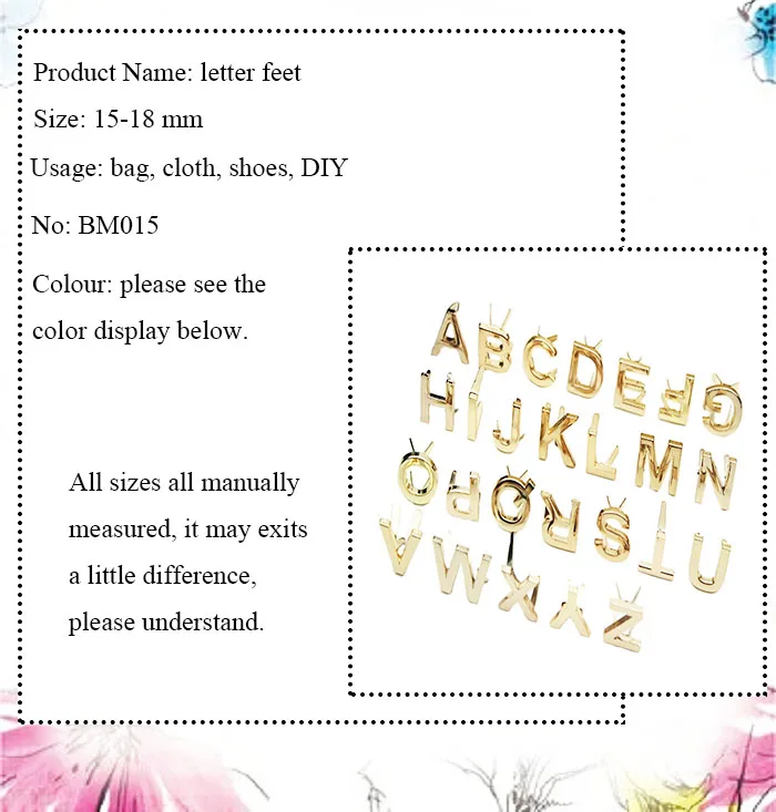 5 Stücke DIY Englisch 26 Buchstaben Metallnieten Klaue Nieten Für Taschen Kleidung Hüte Leder Dekor Alphabete Klaue Niet Handgemachte Handwerk – Detail 2