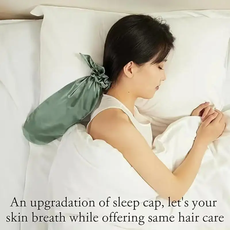 

31BF Satined Sleep Cap For Long Hair With Matching Hair Tie And Storage Bag for Women Hair Caring Antifrizz Hair Bonnet