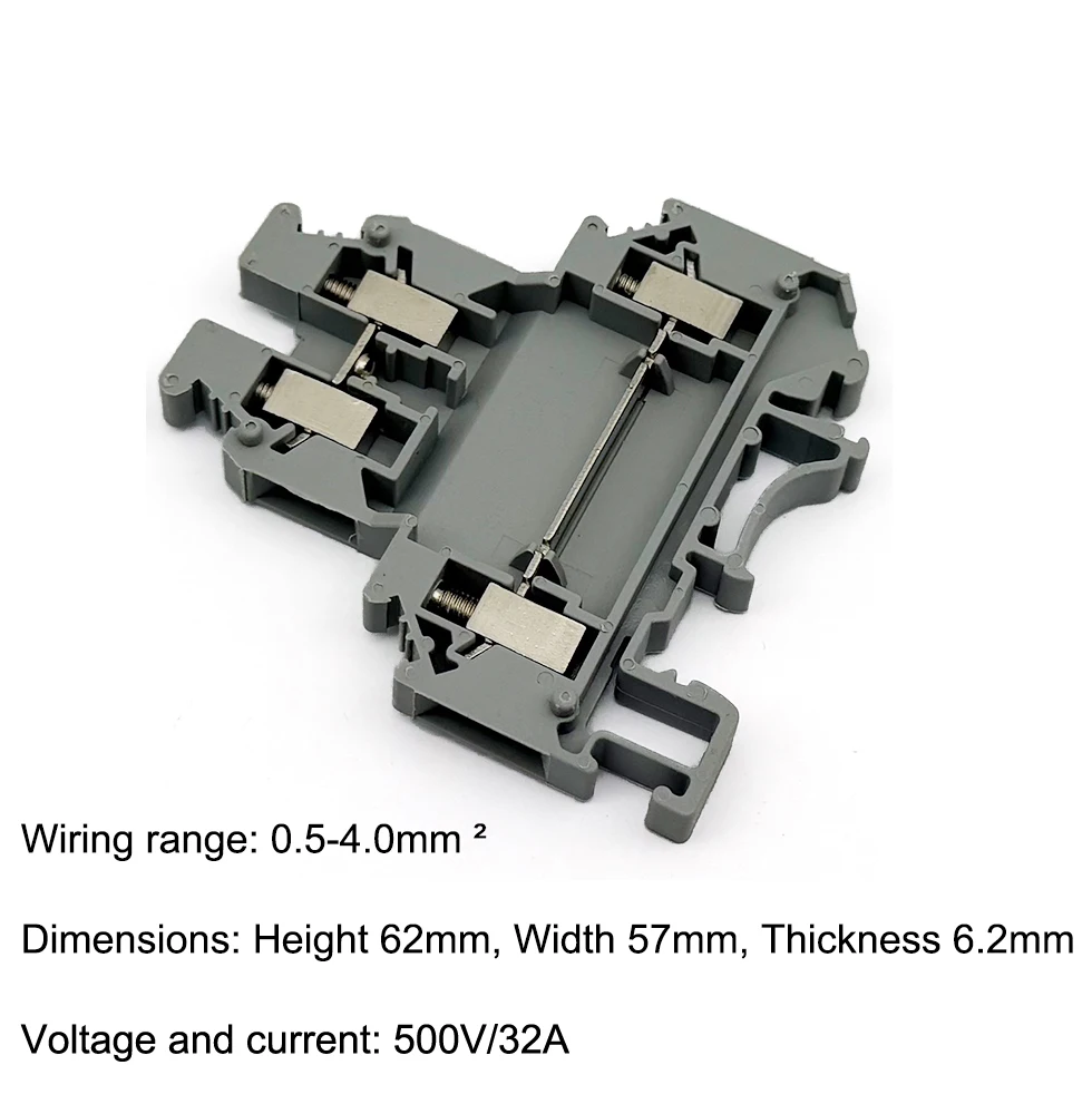 10Pcs UKK/UKKB 5 Double-Level Terminal Block 2 Layer 0.2 - 4 mm² Plug Wire Electrical Screw Connector DIN Rail Termin UKK5 UKKB5