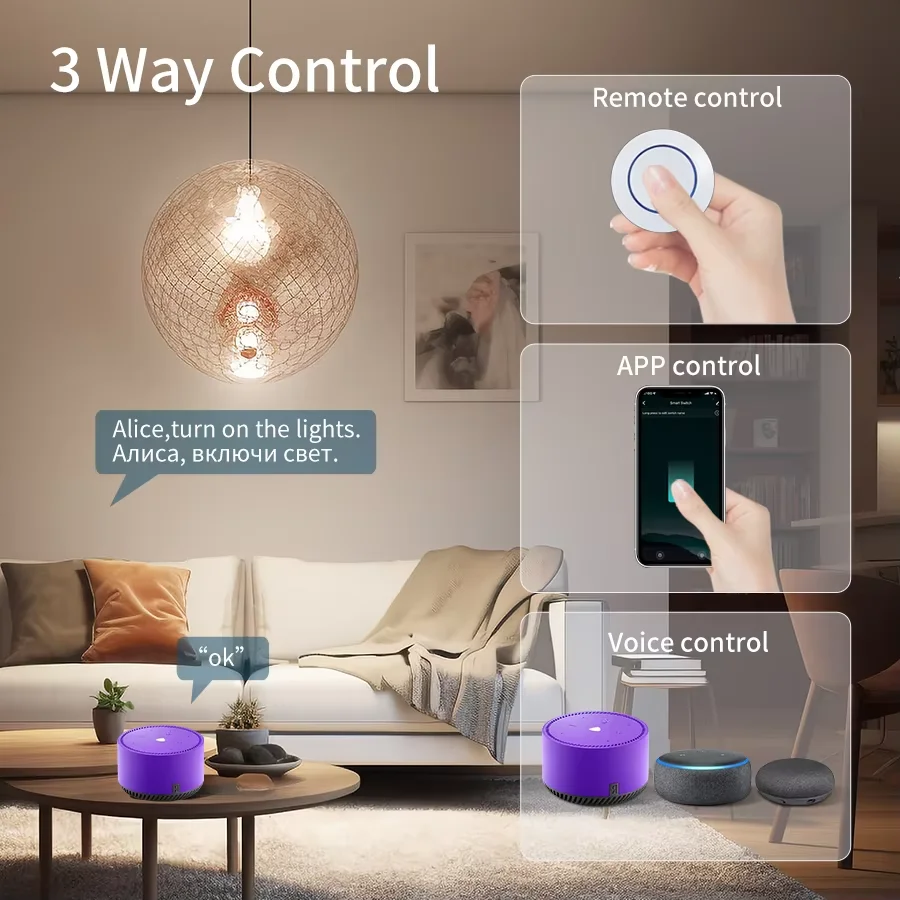 RF433Mhz 16A/20A Tuya WiFi Smart Switch Wireless Relay Receiver 100-240V Mini Round Panel Switch App Voice Control For Led Light view 5