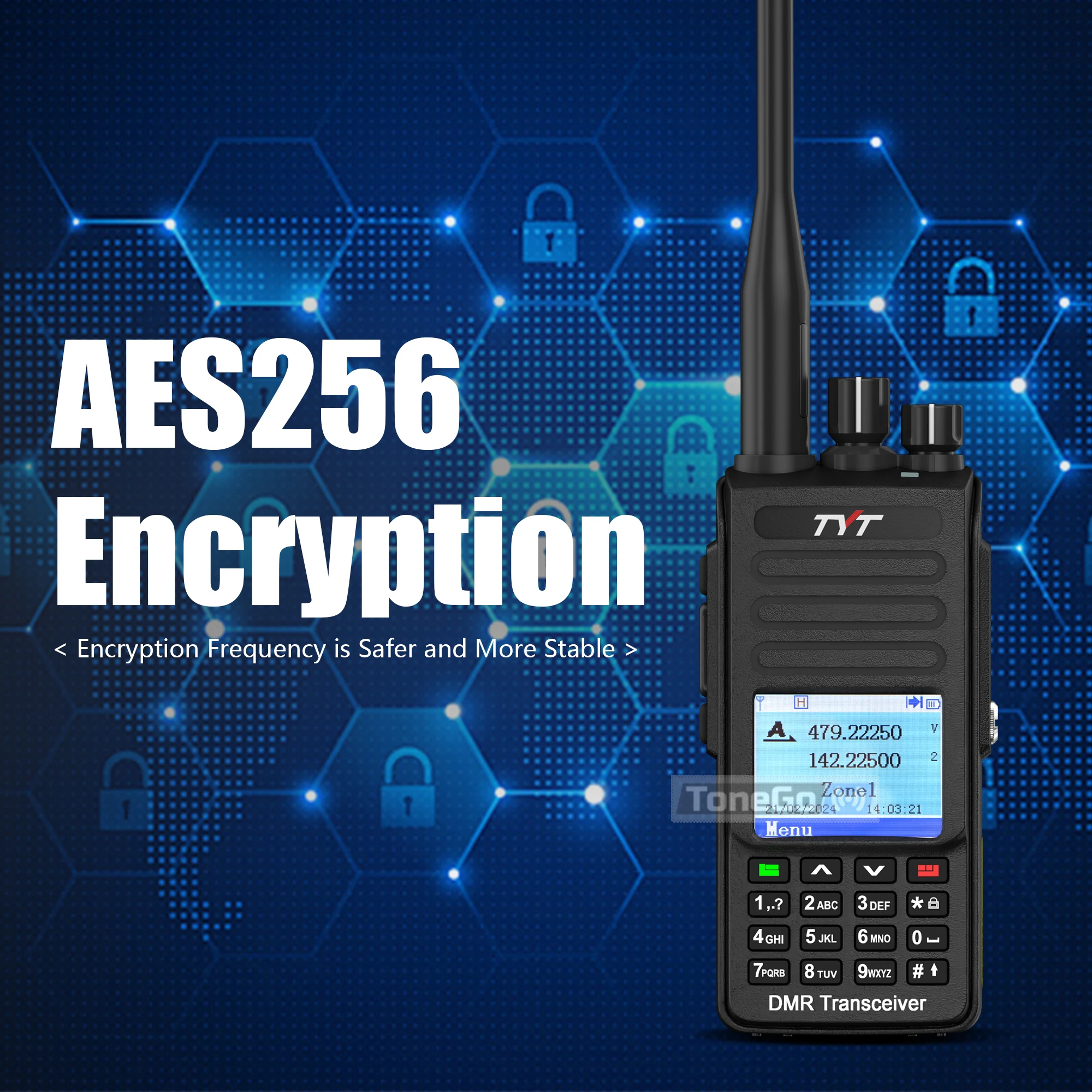 TYT MD-UV390 Plus 10W DMR Digital Walkie Talkie 3600mAh Type-C  AES256 GPS(Option) IP67 Waterproof VHF/UHF Dual Band Ham Radio