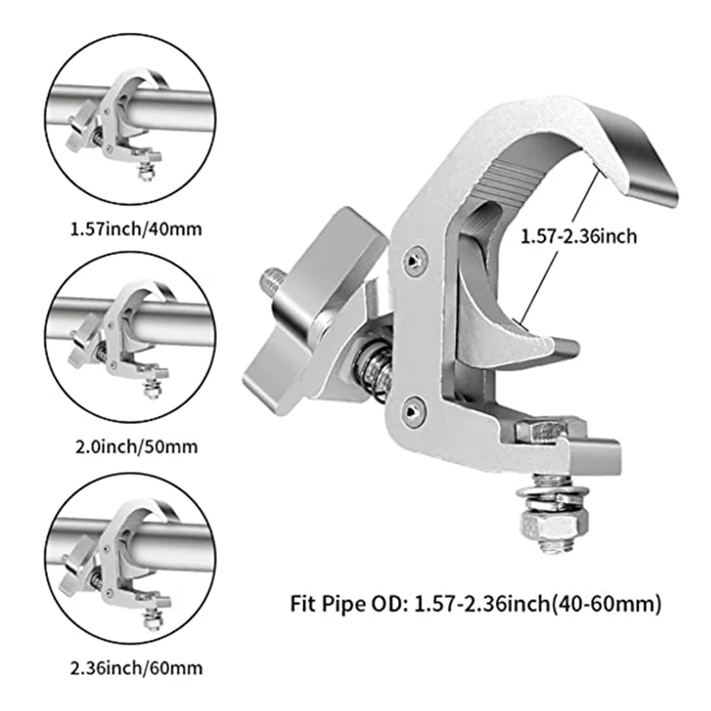 Alumínio Alloy Lighting Clip Hook, braçadeira de cremalheira profissional, movendo o palco principal, luminárias, 4 pacotes