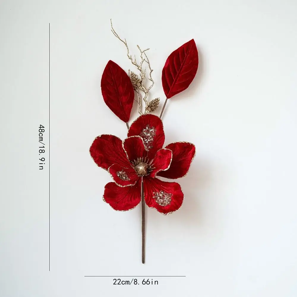 بريق الاصطناعي زهرة عيد الميلاد الذهب الأحمر DIY عيد الميلاد البونسيتة اليدوية يتدفقون عيد الميلاد الزهور الزخرفية هدايا السنة الجديدة #6