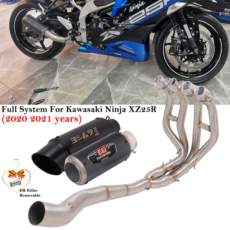 For Kawasaki Ninja ZX25R ZX-25R 2020 2021 Full System Motorcycle Exhaust Escape Modified Front Mid Link Pipe Muffler DB Killer