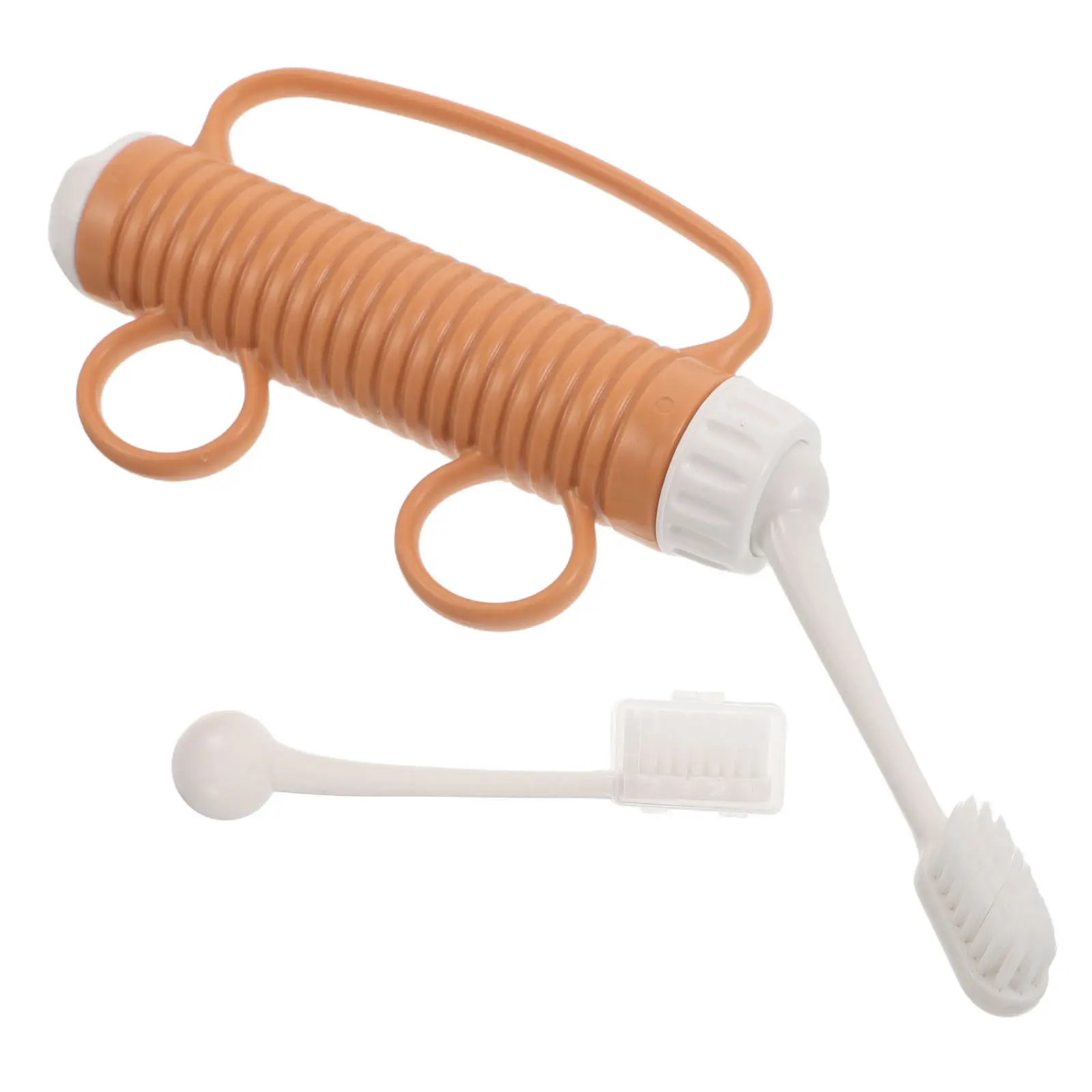 Adaptive Toothbrush for Elderly Limited Mobility Ergonomic Handle Finger Loops Soft Bristles Replaceable Head Stroke Patient