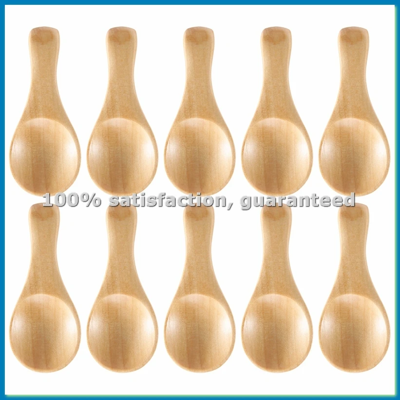 

Набор из 10 маленьких деревянных ложек с короткой ручкой, идеально подходят для маленьких баночек с джемом, специями -A07G