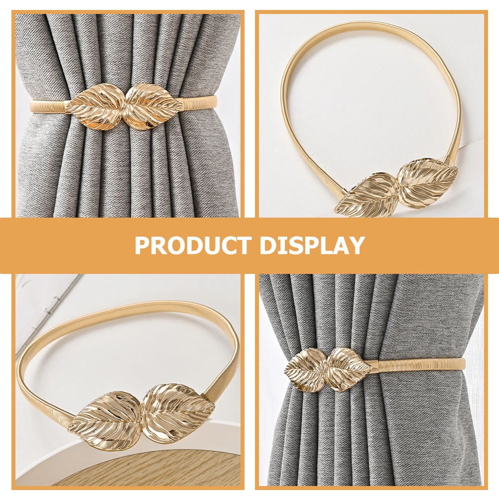 

2Pcs Alloy Curtain Tiebacks Leaf Design Decorative Curtain Straps for Home Window Living Room Bedroom Kitchen Bathroom Office