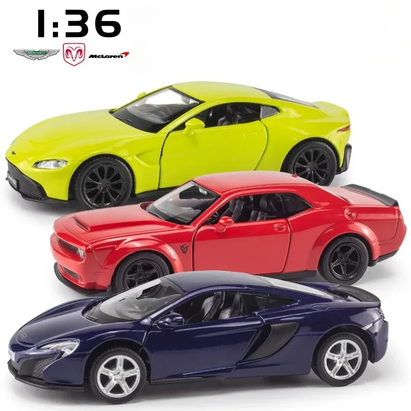 Dodgel Hellcat Aston Martin Vantage Alloy Car Model Simulation 1:36 Collection Miniature Voiture Diecast Toy Vehicle Boy Gift