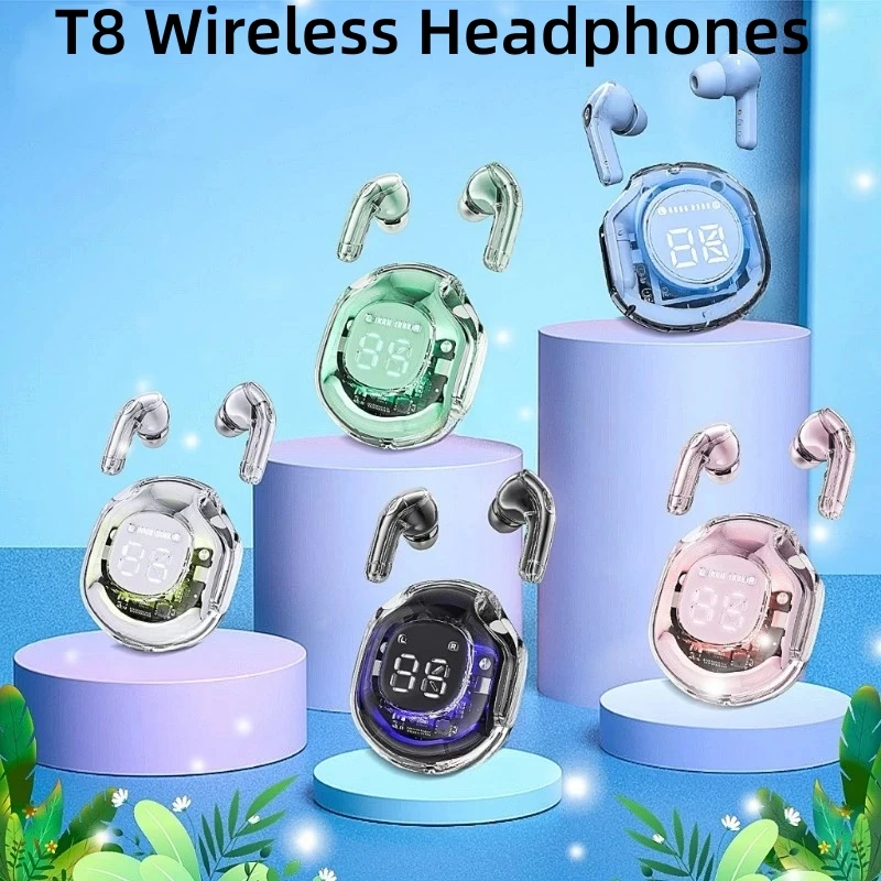 TWS T8 Wireless Bluetooth Headset with Mic LED Display Earbuds Wireless Headphones Bluetooth Earphones