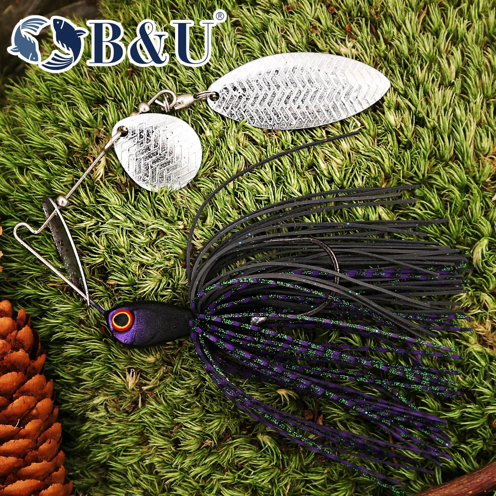 B&U شفرة معدنية الصيد إغراء سبينيربايت تنورة ملونة ، المياه العذبة المياه المالحة باس بايك الطعم الثابت سبينر الطعم للأسماك المفترسة #1