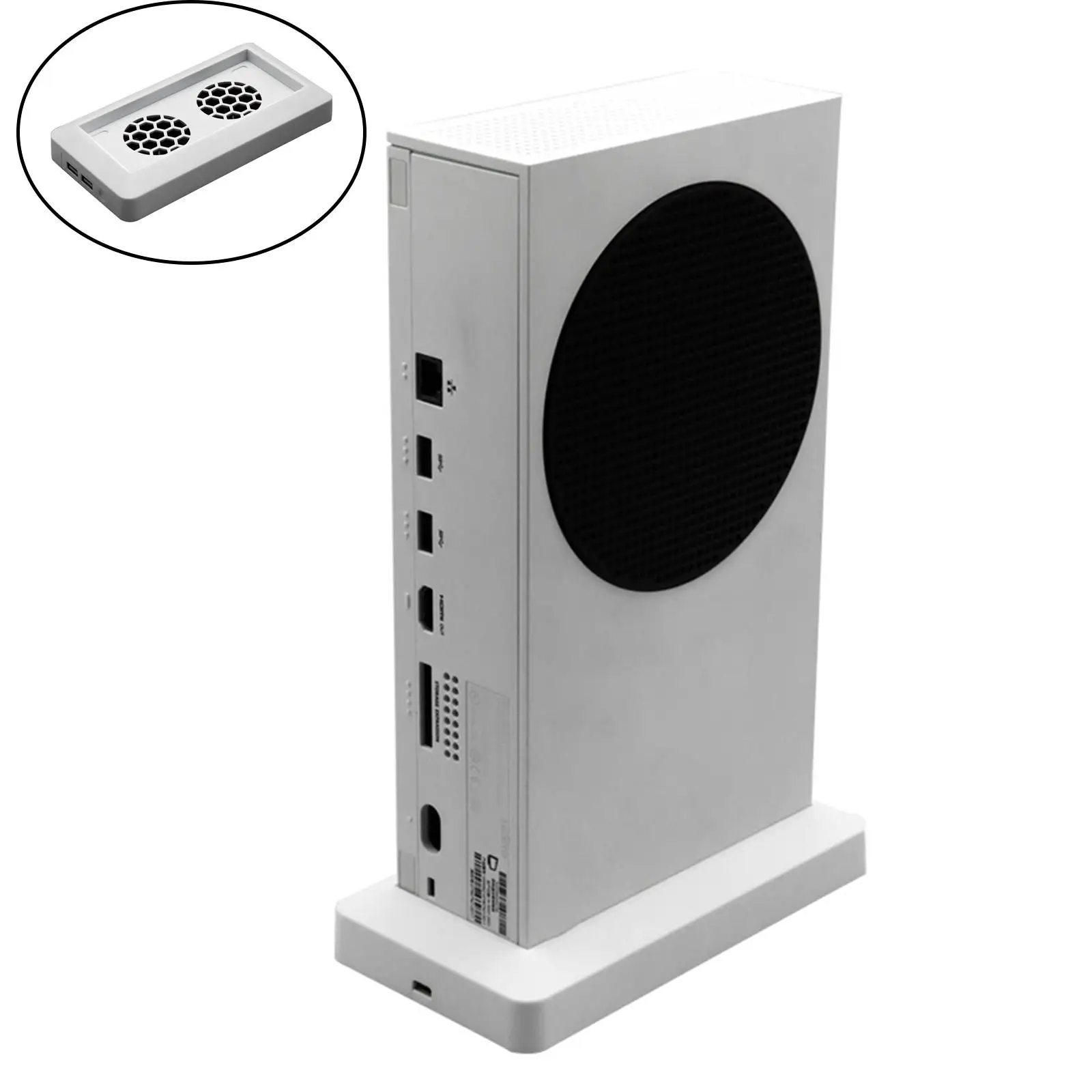 

Cooling Fan Vertical Stand Holder Base Cooler System Radiator w/2 Extra USB Ports for Series Game Accessories White