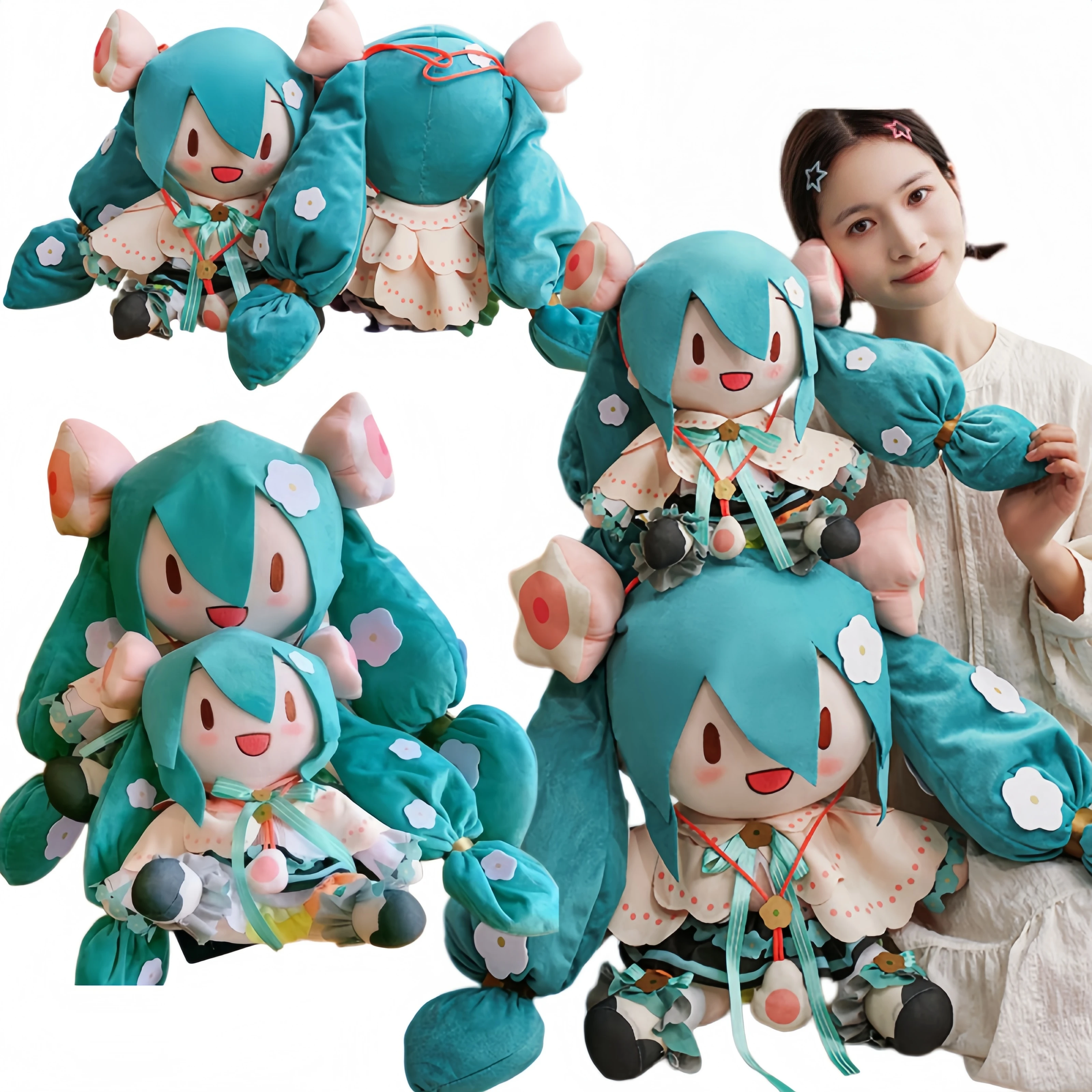 愛らしい魔法のような未来型初音ミクぬいぐるみ、ふわふわアニメキャラクターの大きなサイズのミク抱き人形、コレクターとギフトに最適