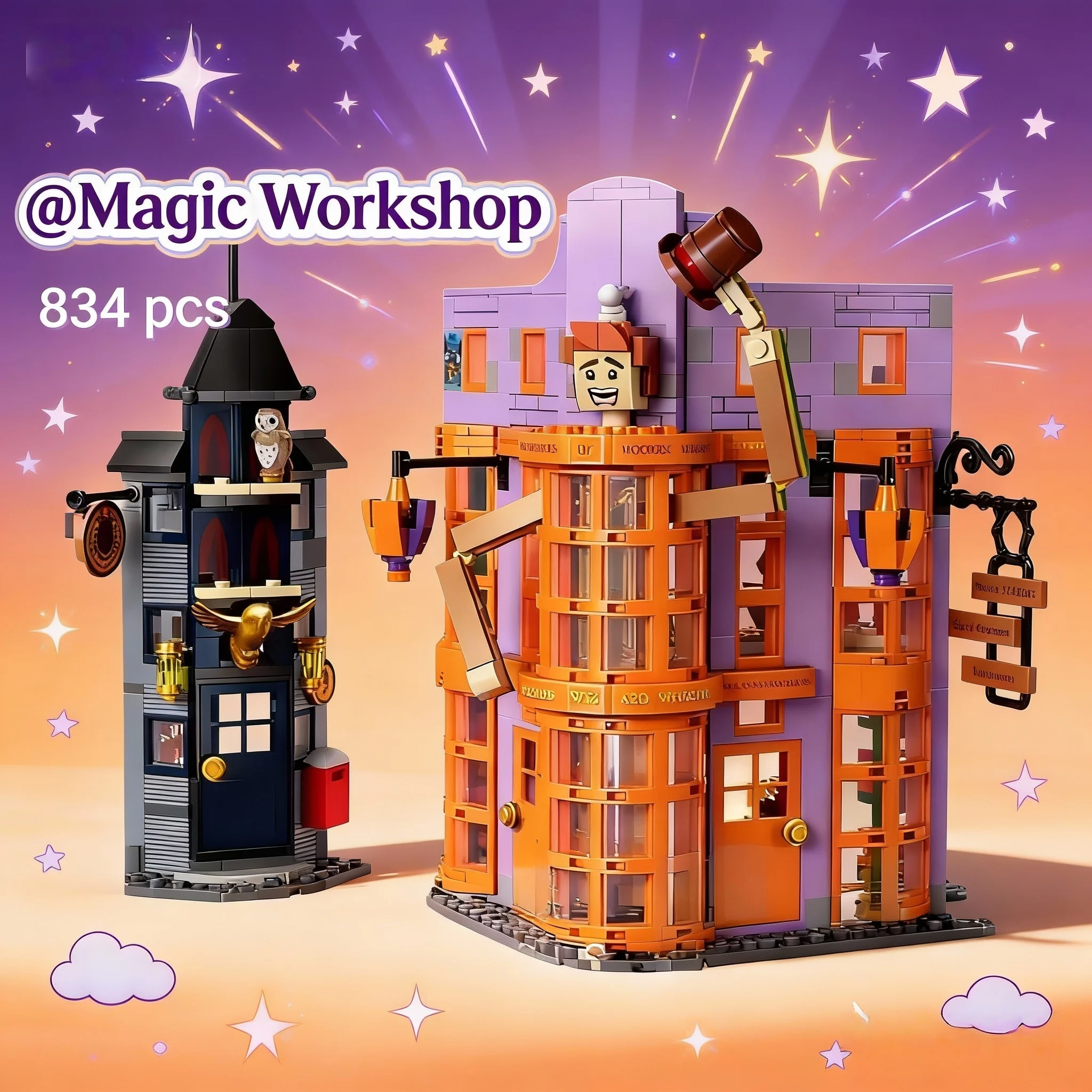 

НОВИНКА: Набор строительных блоков из 834 деталей «Мастерская Визли: Классические магические трюки» – Волшебный декор для дома с фигурками, подарки на Рождество и День рождения