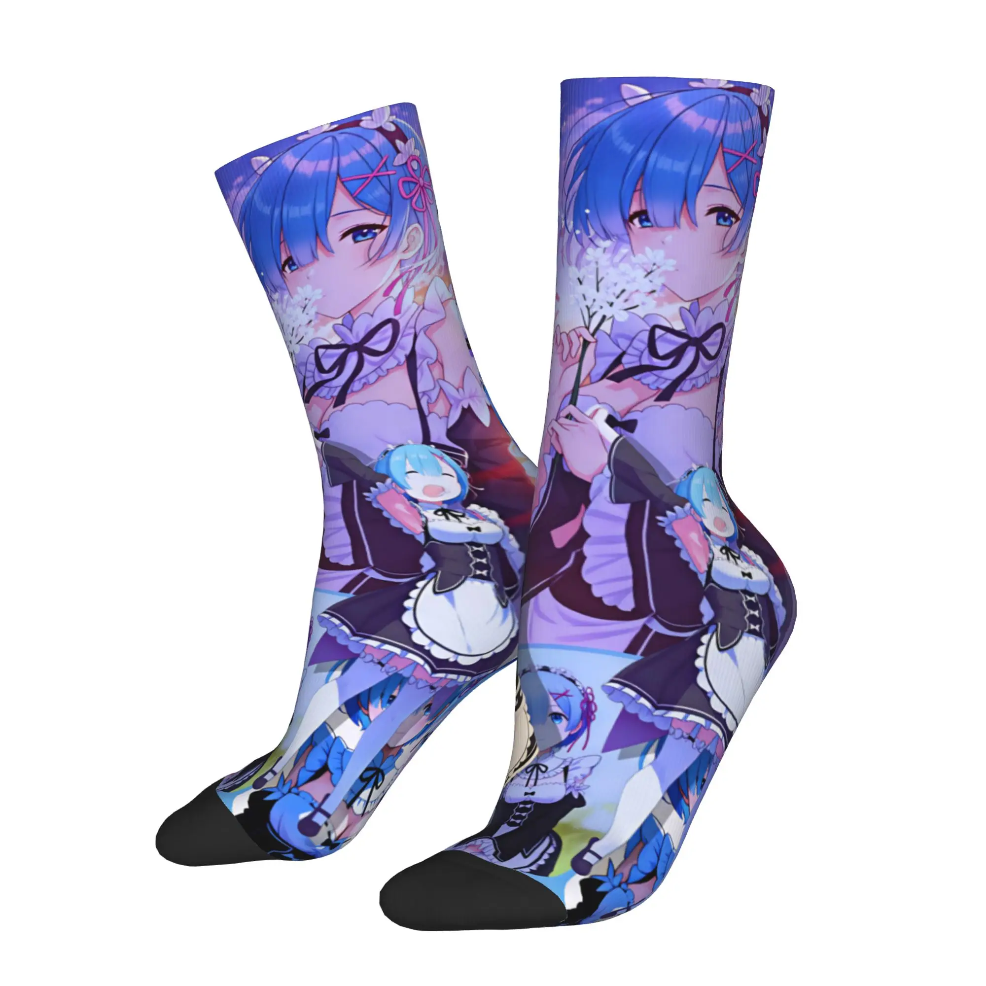 Fashion Anime Rem Emilia R-Re:ZERO Socks Women Men Warm 3D Printed Starting Life in Anothers Worlds Football Sports Socks