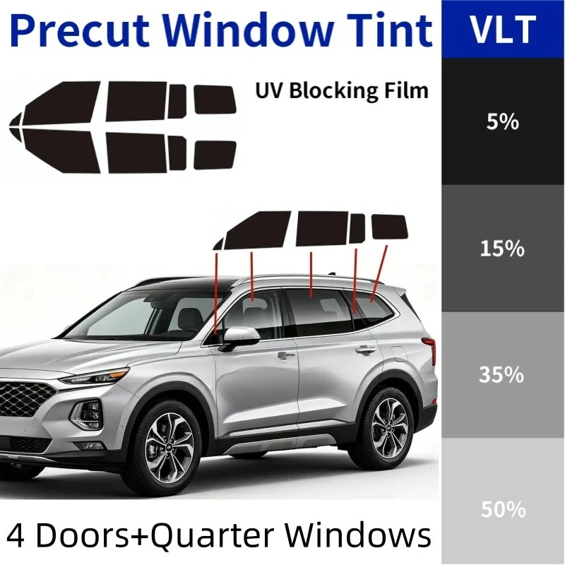 ヒュンダイ・サンタフェtm-suv用、カット済みのナノセラミック製ウィンドウフィルム。4ドア＋サイドウィンドウ用。紫外線・赤外線・熱を遮断し、プライバシー保護機能付き。2層構造のpet素材。