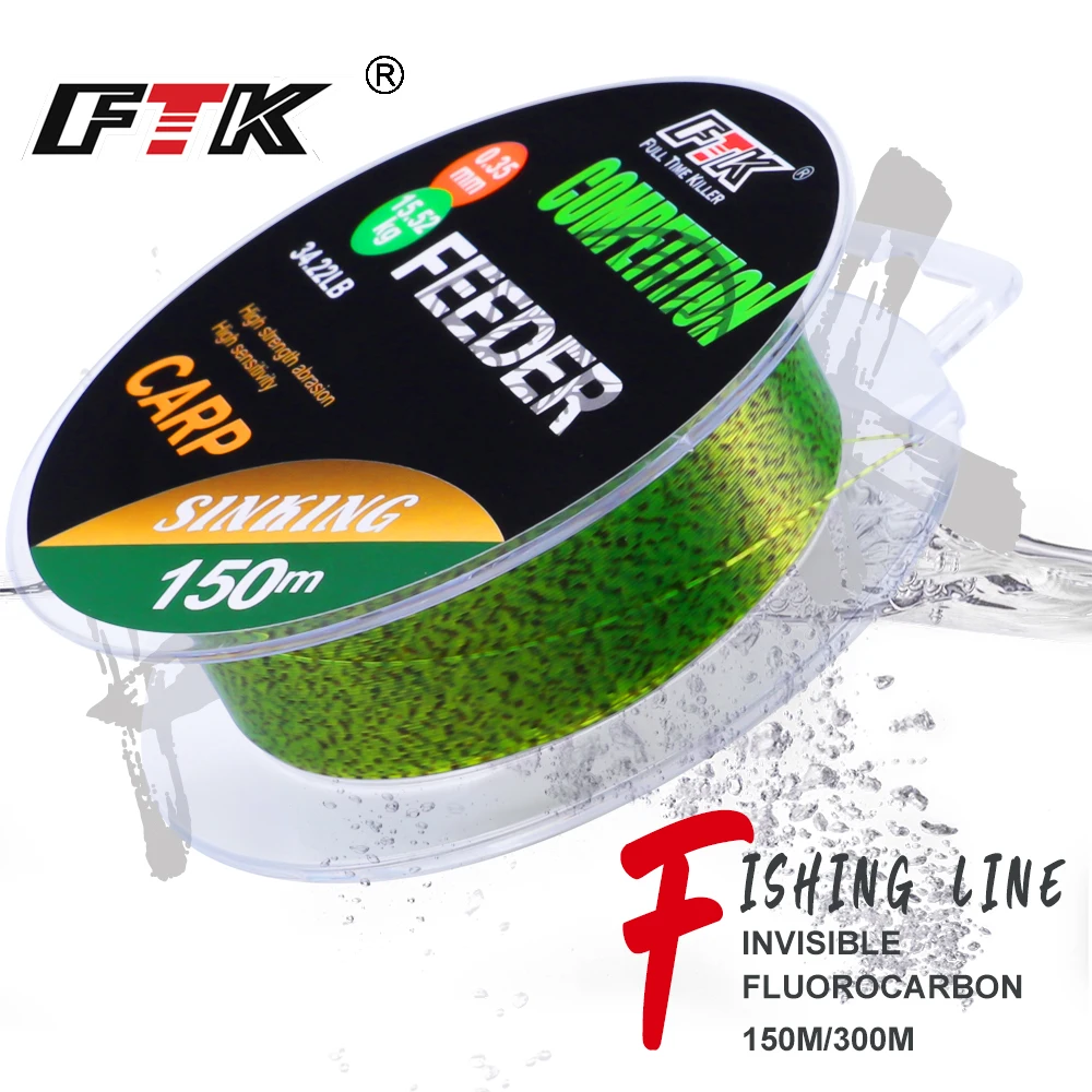 FTK-sedal de Pesca de carpa Invisible 3D, monofilamento superfuerte de nailon, hilo de punto extensible de fluorocarbono para Pesca, 150m/300m