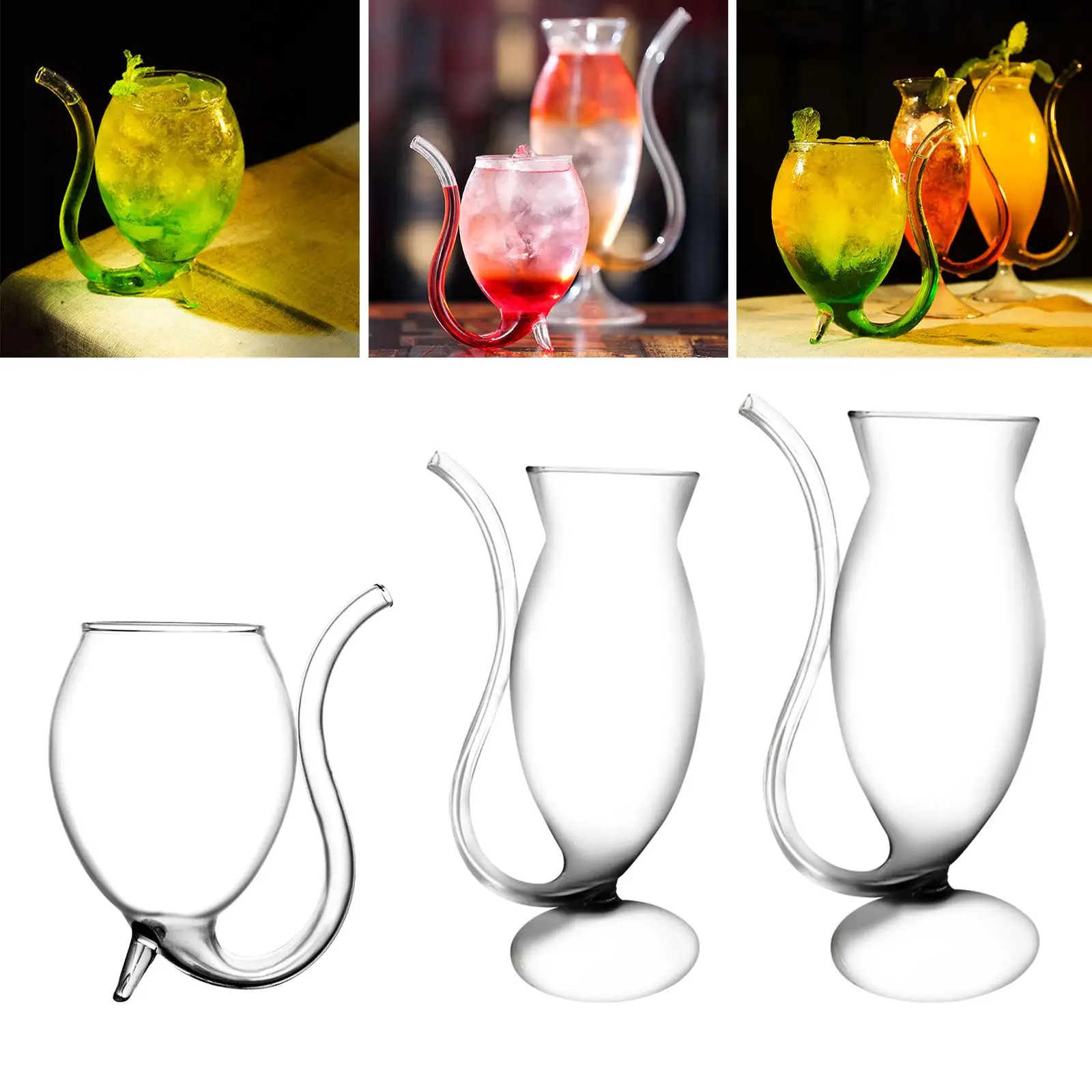 Glass with -in Straw Drinkware Crystal Drinking Cup Iced Glasses Glassware for Family Party Wedding Bar Decor