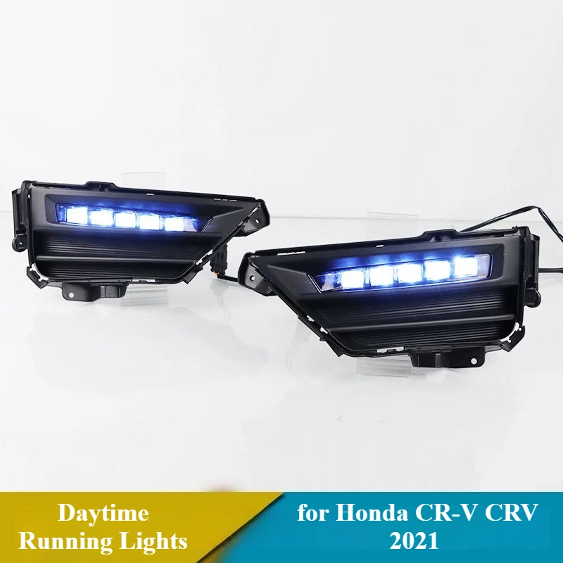 لهوندا CR-V CRV 2021 2 قطعة Led أضواء النهار الجري DRL Dymanic بدوره إشارة القيادة الجبهة الضباب مصباح 12 فولت أضواء النهار ليلة الأزرق #6